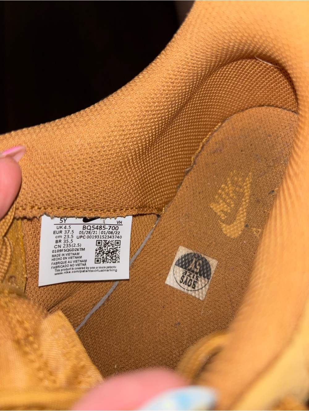 Nike Air Force size 5 youth Wheat Suede Sneakers - Tan - Picture 7 of 7